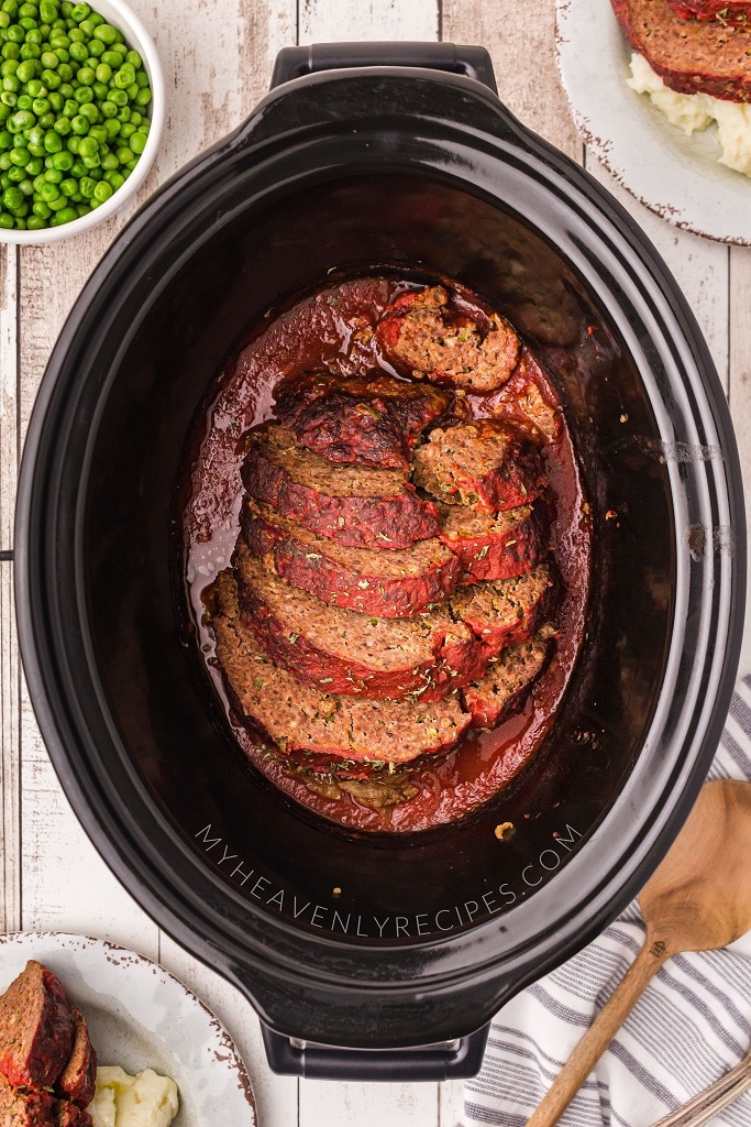 cut meatloaf in crockpot