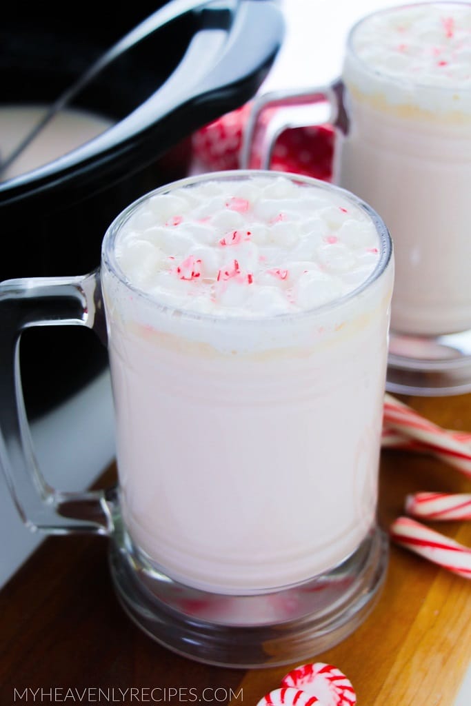 Crockpot White Peppermint Hot Cocoa - My Heavenly Recipes