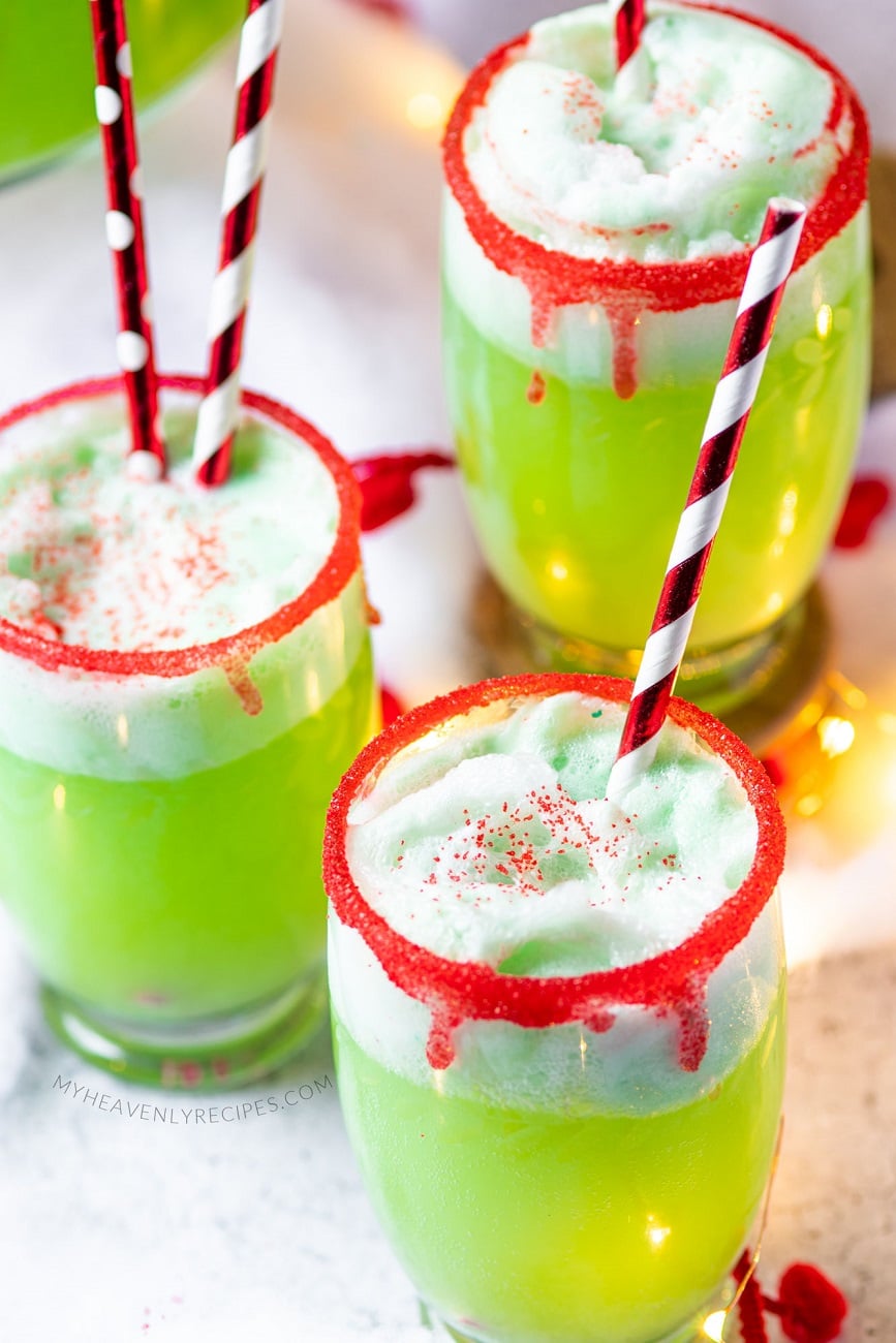 glasses of elf punch with straws