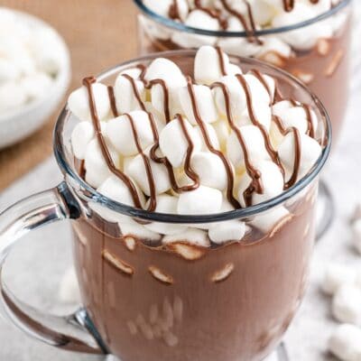 nutella hot chocolate with marshmallows on top