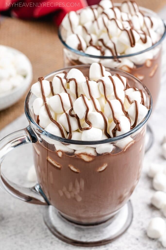 hot cocoa with marshmallows and whipped cream