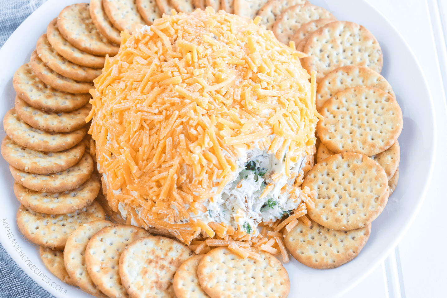platter of cheeseball and crackers