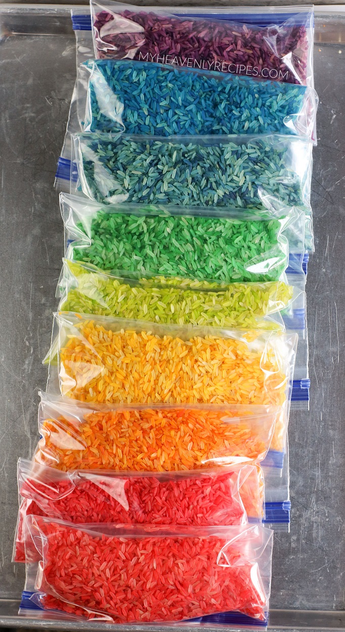 How to Color Rice for Sensory Bins