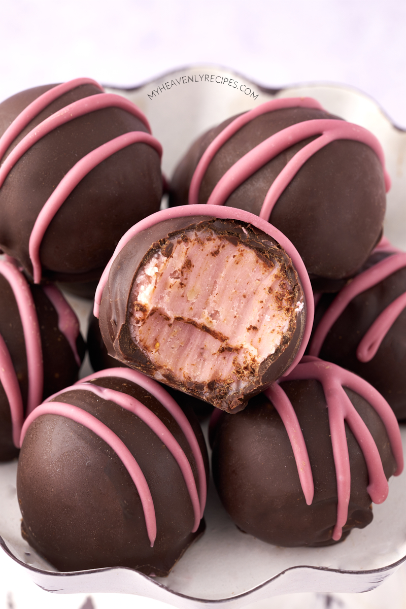 Ruby Chocolate Truffles With Raspberries