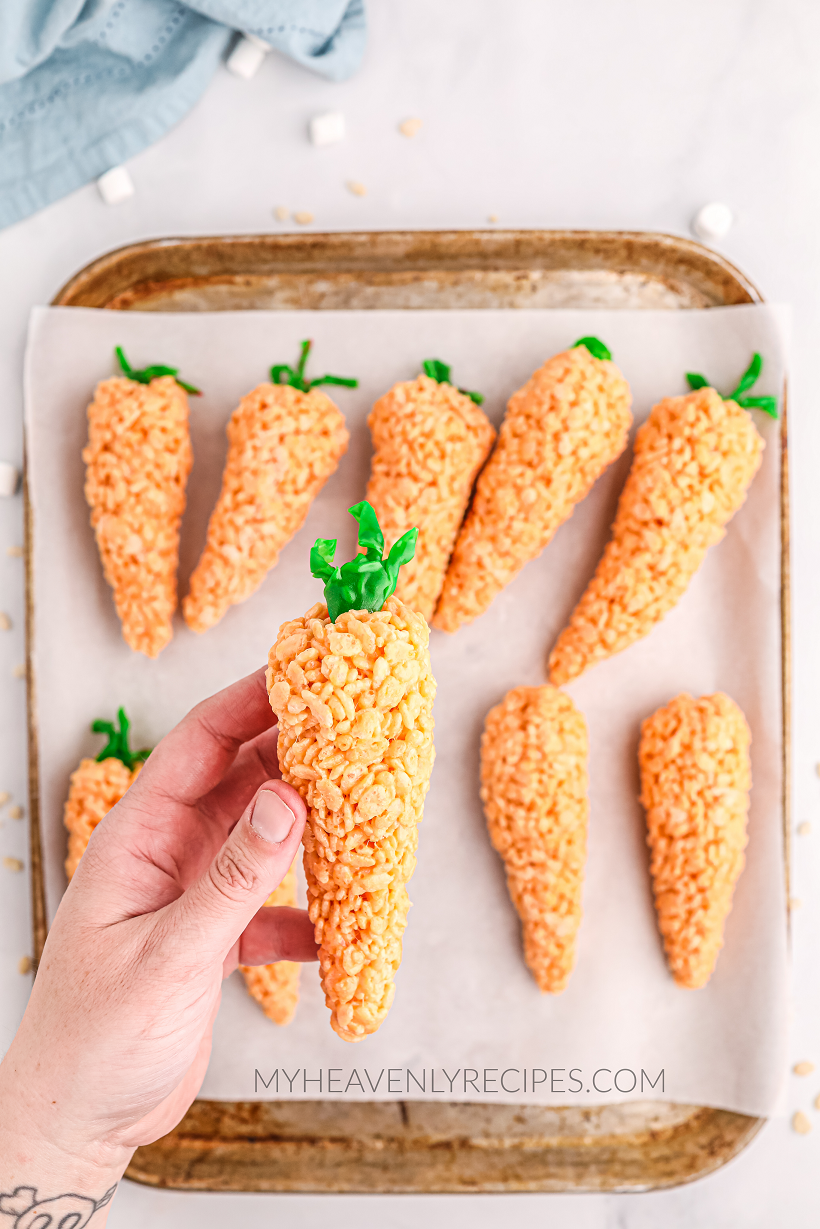 Carrot Rice Krispie Treats for Easter - My Heavenly Recipes