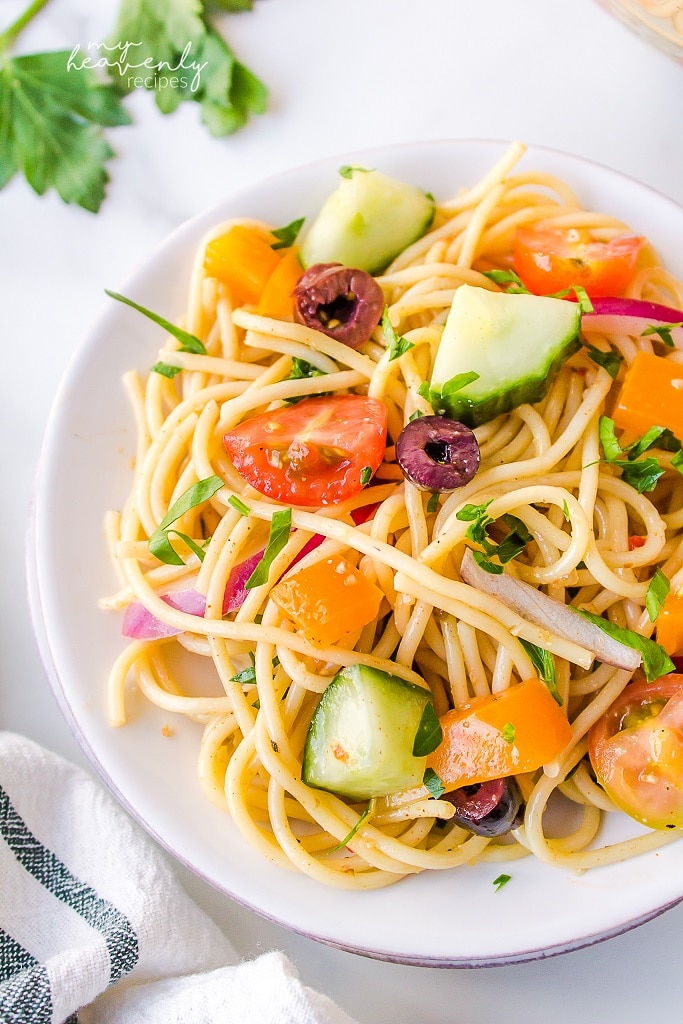 Spaghetti Salad Recipe (Pasta w/ Italian Dressing)