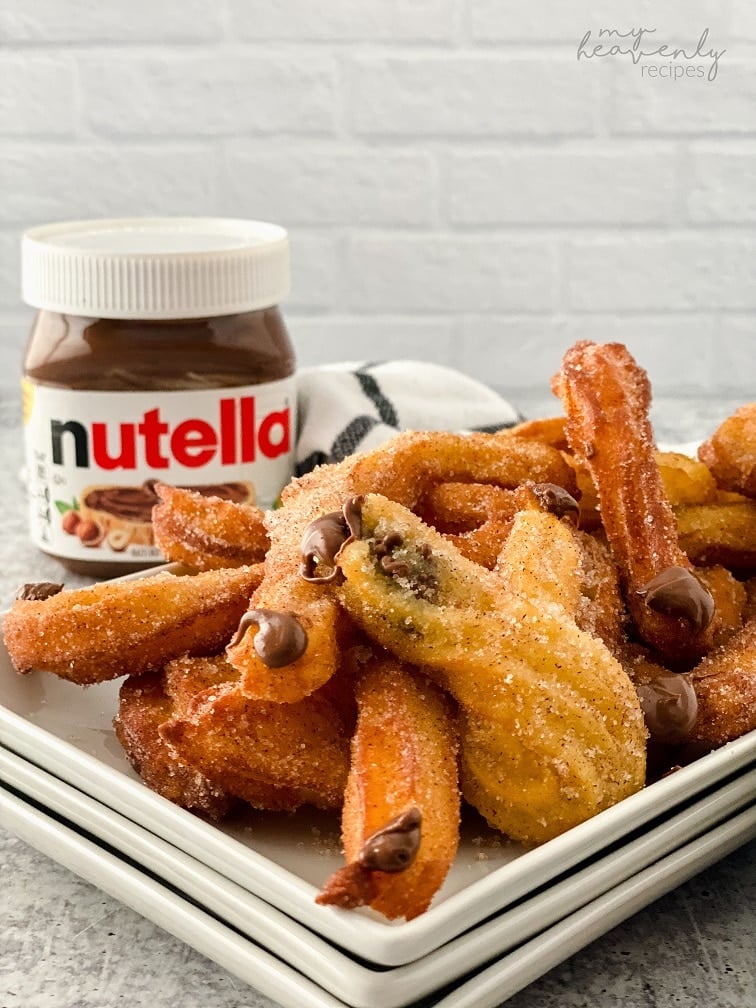 Nutella Filled Churro Bites - My Heavenly Recipes