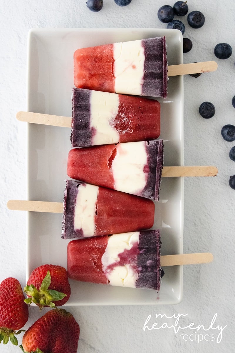 Patriotic Cheesecake Popsicles