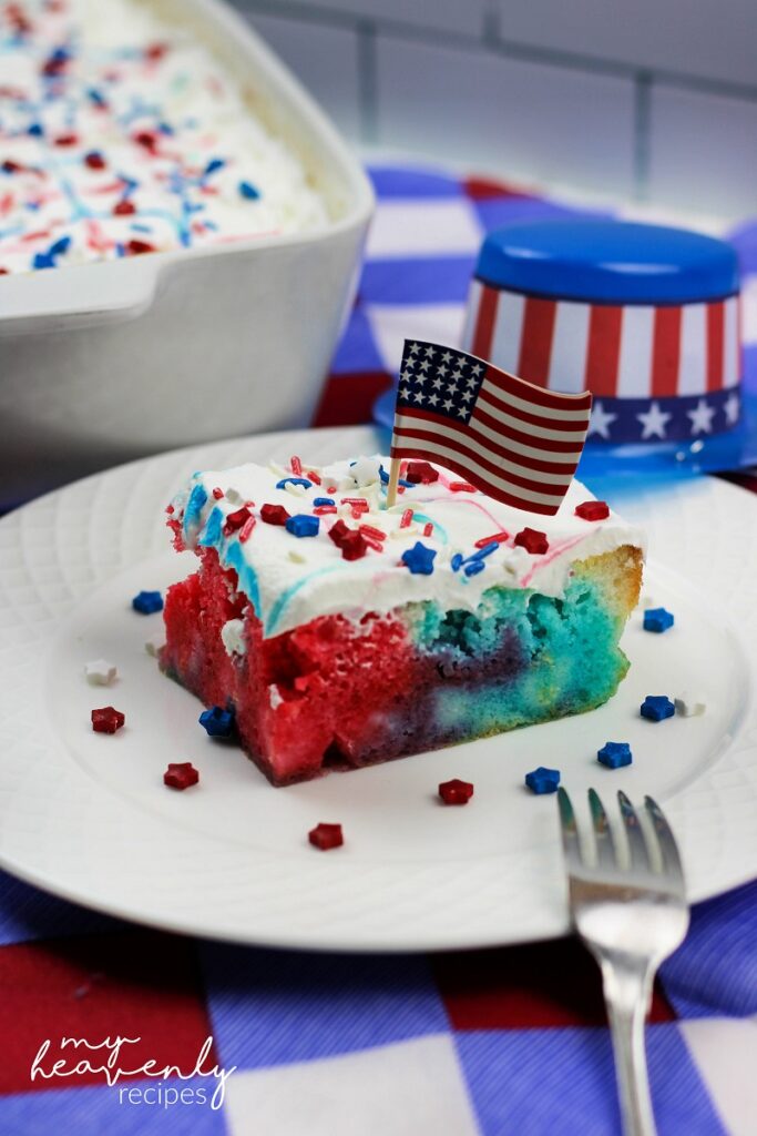 It's a video! Red, White and Blue Poke Cake with M&M'S. - How Sweet Eats