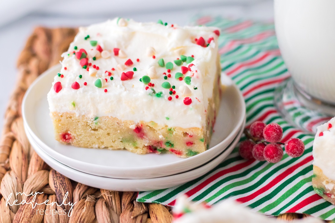 Frosted Sugar Cookie Bars for Christmas