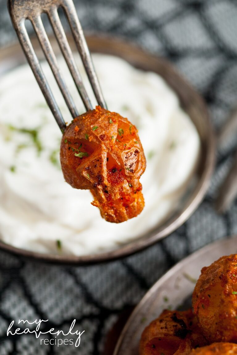 Halloween Skull Roasted Red Potatoes - My Heavenly Recipes