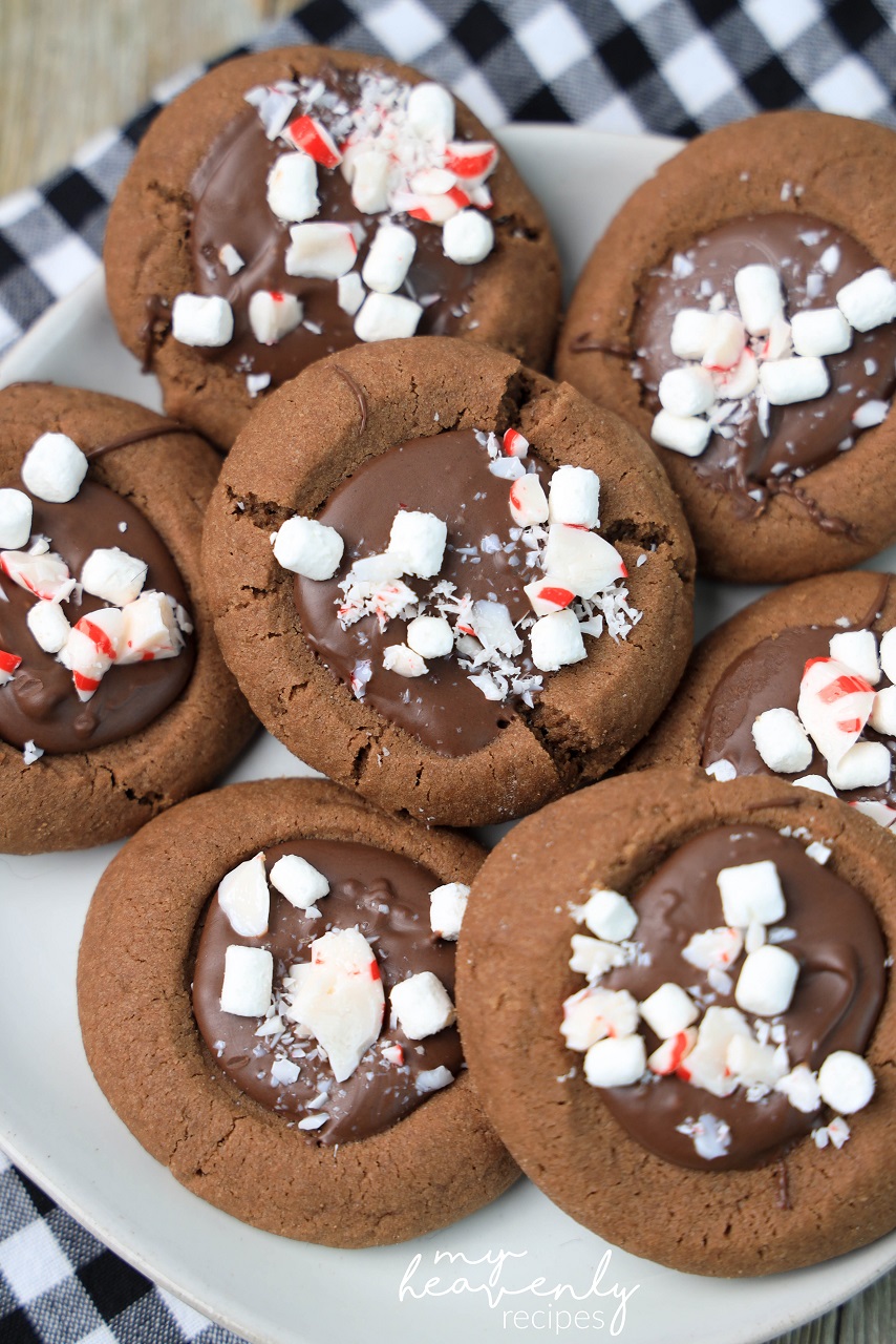 Hot Chocolate Peppermint Thumbprint Cookies