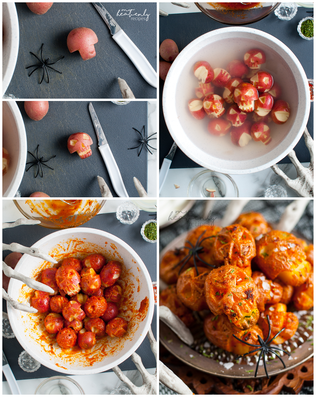 Halloween Skull Roasted Red Potatoes - My Heavenly Recipes