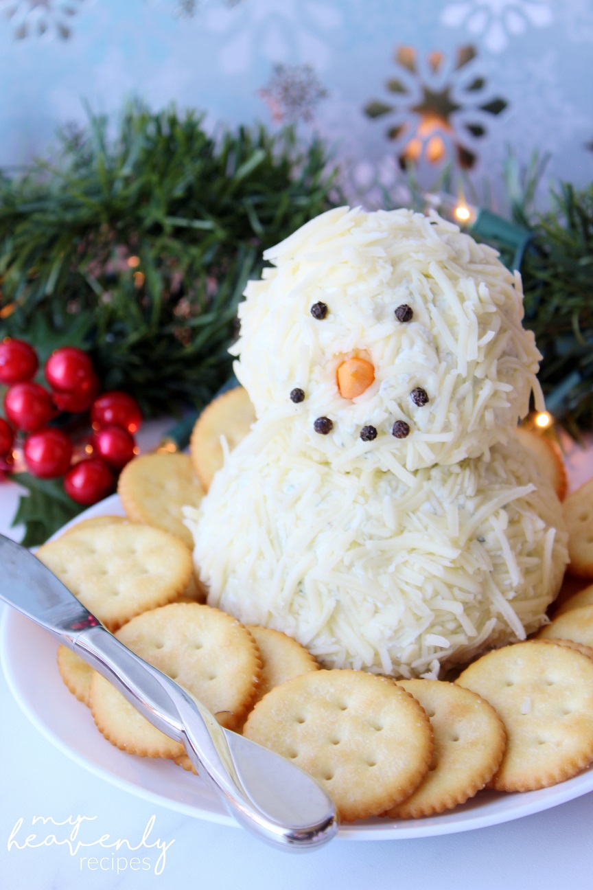 Snowman Cheese Ball Appetizer - My Heavenly Recipes