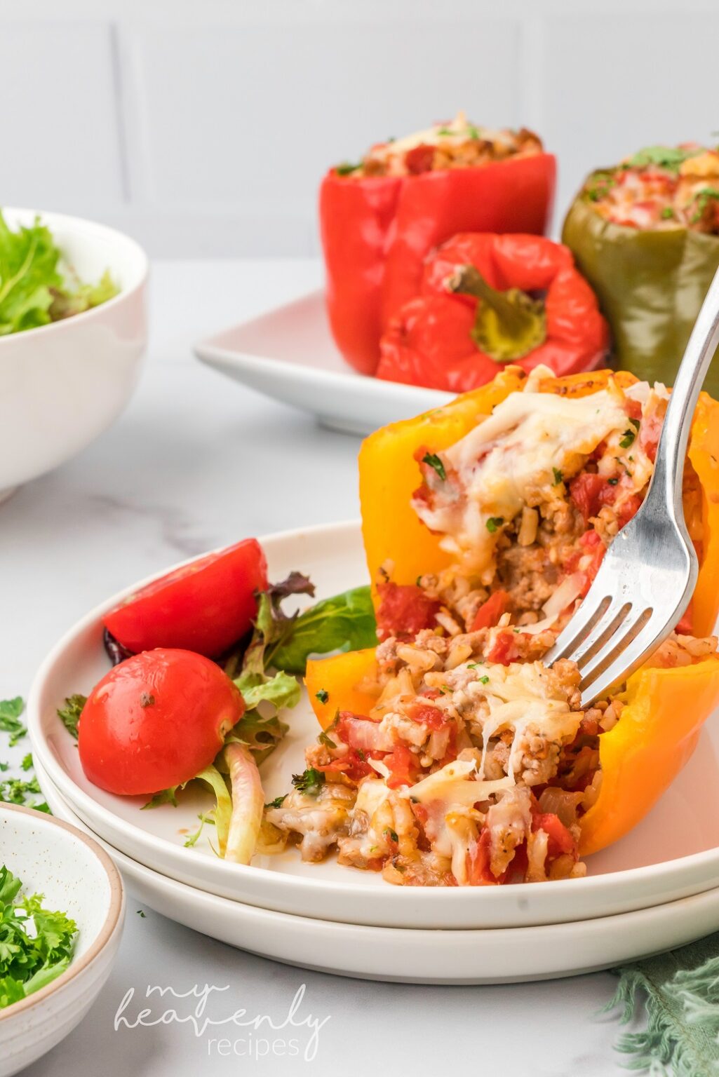 Ground Turkey Stuffed Peppers My Heavenly Recipes