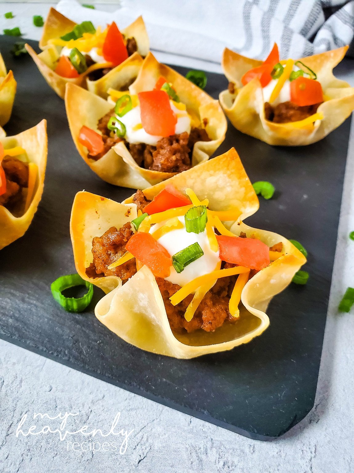 Wonton Taco Cups - My Heavenly Recipes