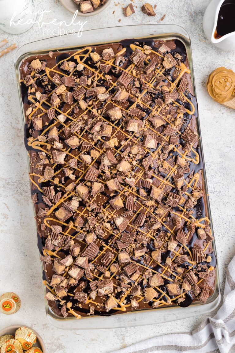 Chocolate Peanut Butter Poke Cake Recipe - My Heavenly Recipes