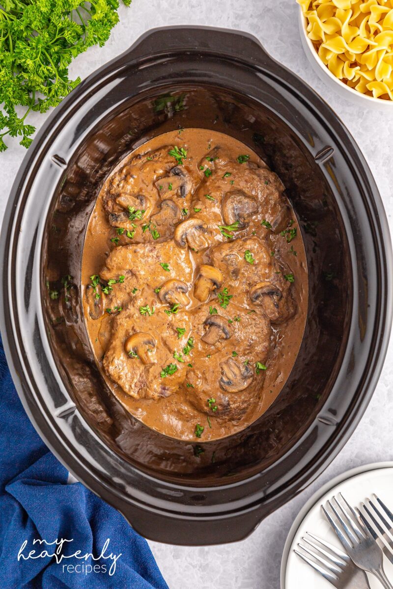 Slow Cooker Cube Steak Recipe - My Heavenly Recipes