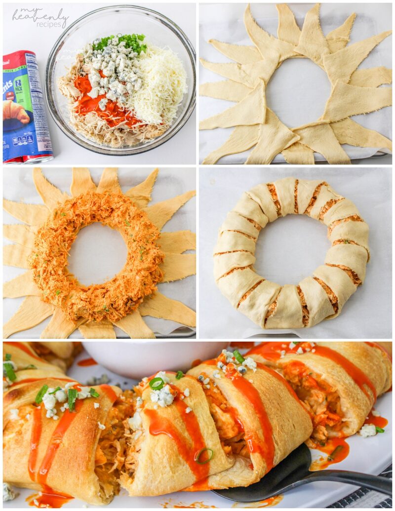 Buffalo Chicken Crescent Ring - My Heavenly Recipes