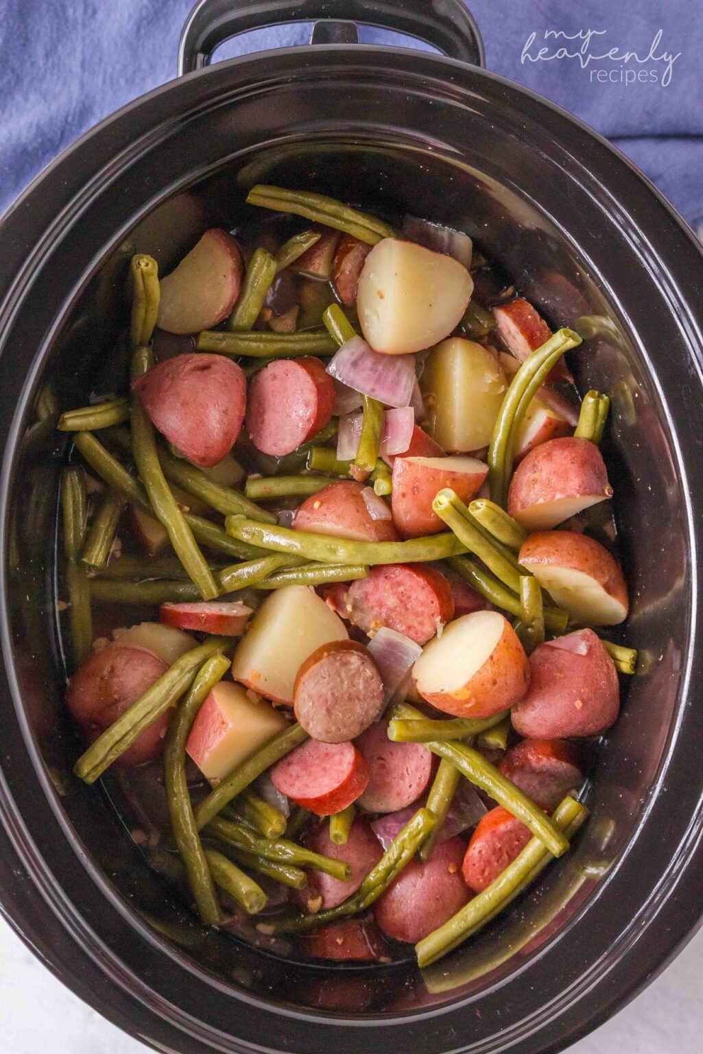 Crockpot Kielbasa, Green Beans, and Potato Meal My Heavenly Recipes