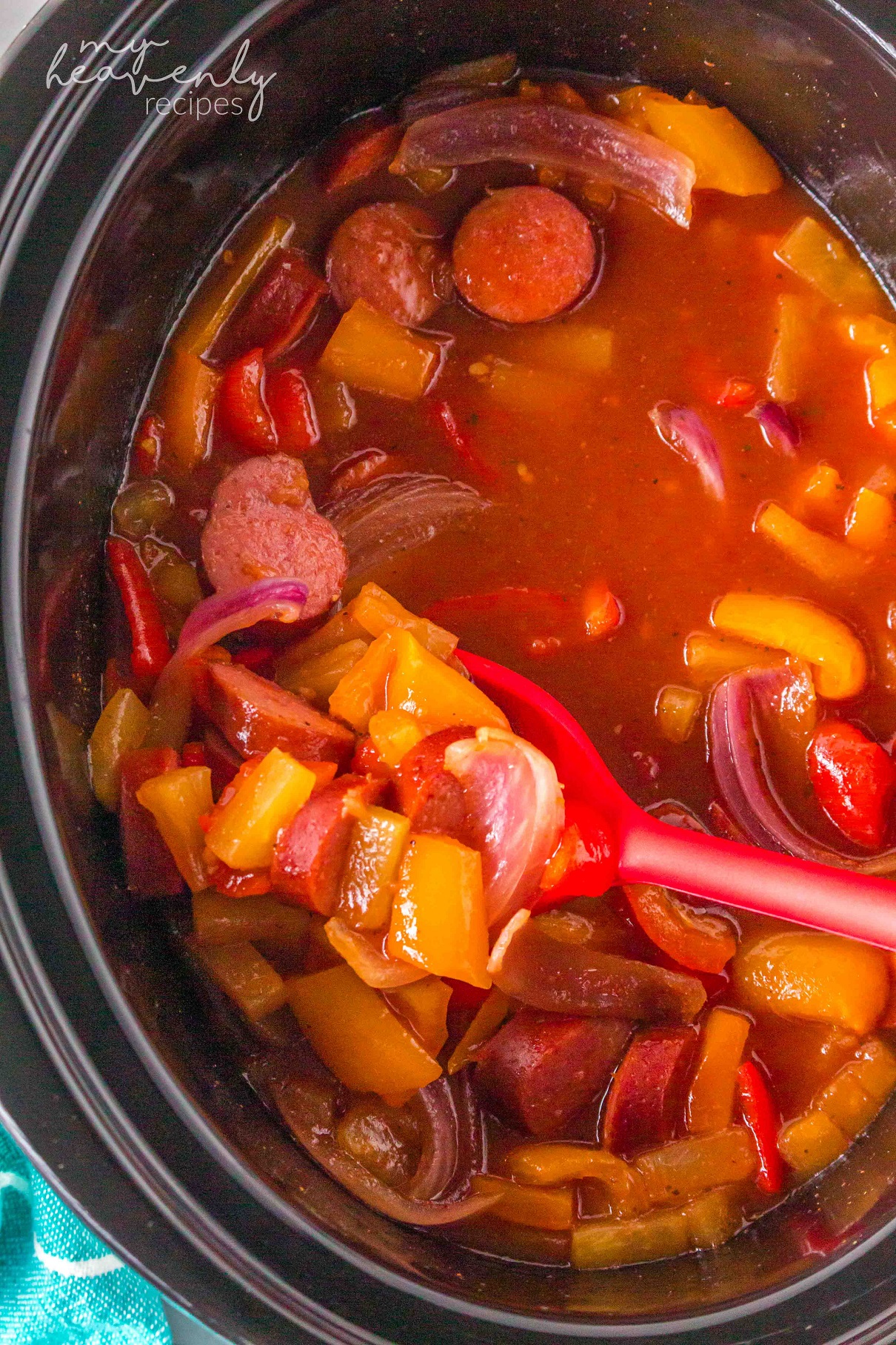 Crockpot Sweet and Sour Kielbasa Meal - My Heavenly Recipes