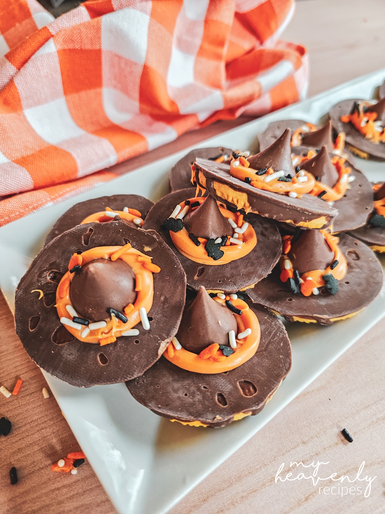 Fudge Stripe Witch Hat Cookies My Heavenly Recipes