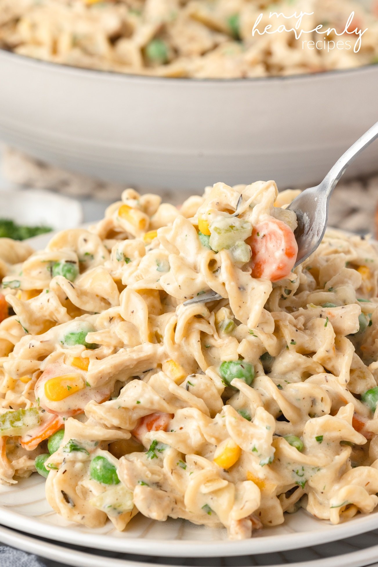 Creamy Chicken Pot Pie Pasta Recipe - My Heavenly Recipes