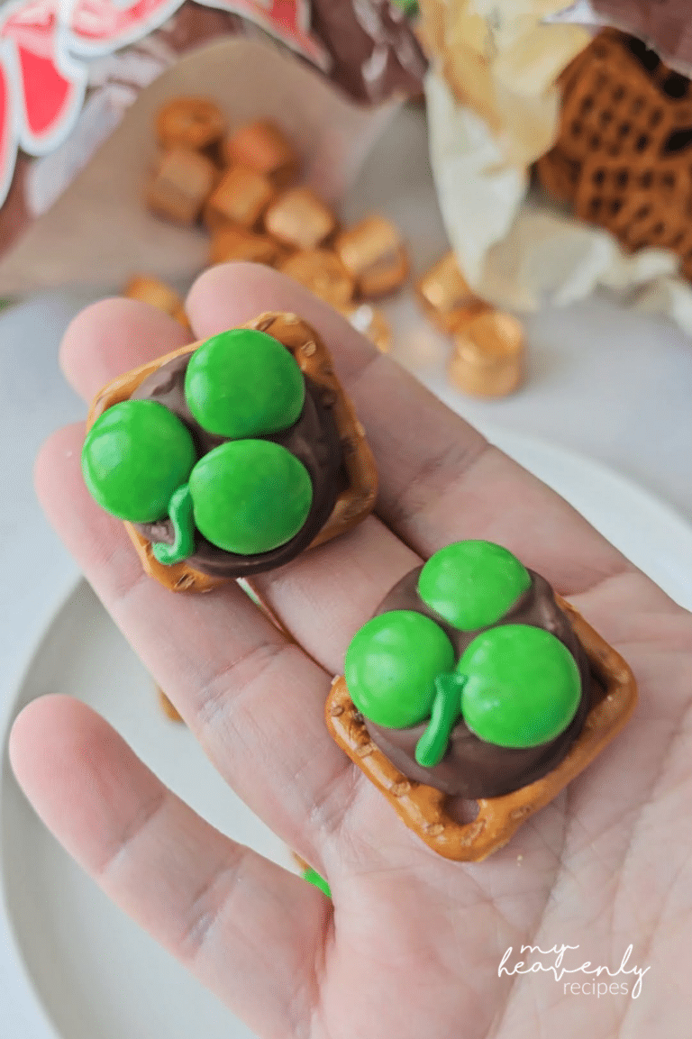 Mini Shamrock M&M Pretzel Treats